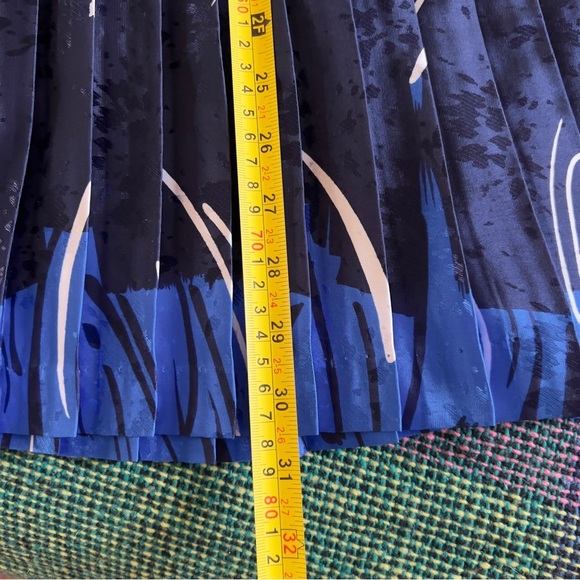 Vtg 70s 80s Andrea Gayle Blue Pleated Midi Skirt - Size Small Medium - Picture 5 of 10